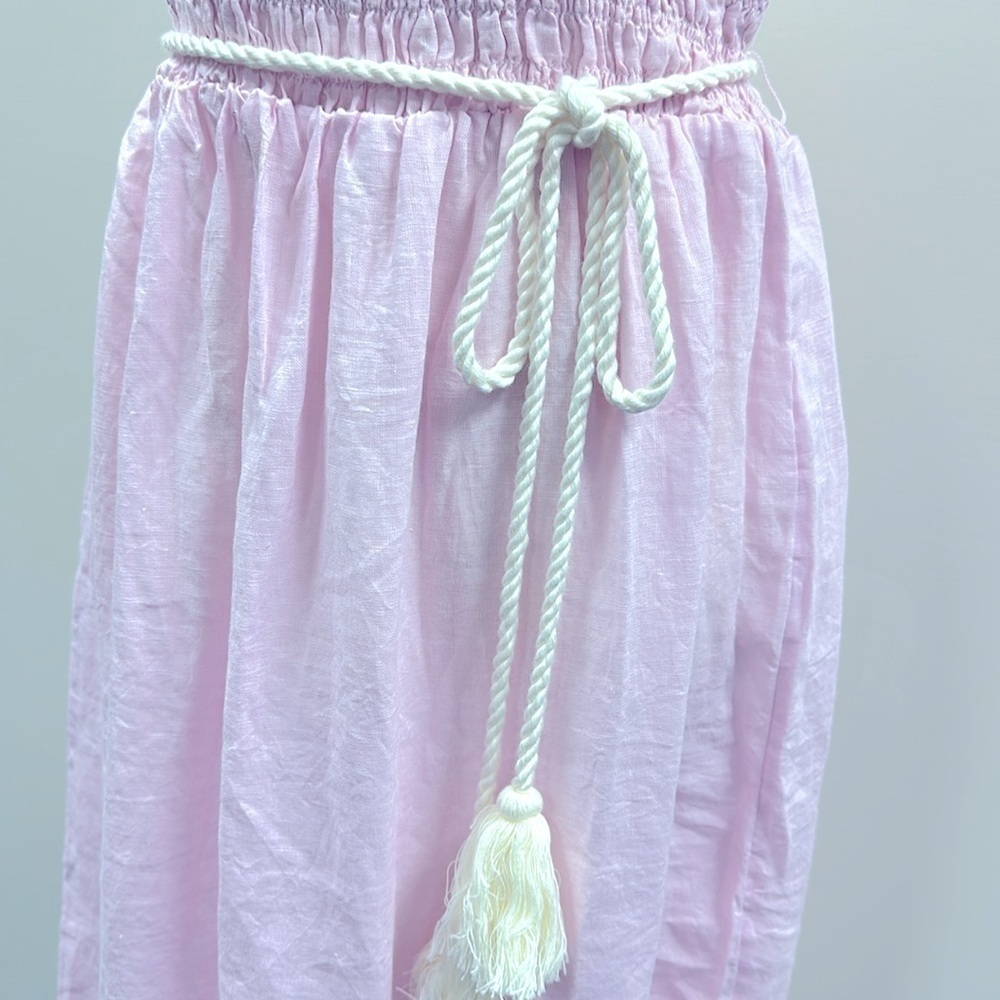 NWT J. Crew Strapless Smocked Linen Dress Lavender Large Resortwear Preppy Chic - Picture 9 of 14